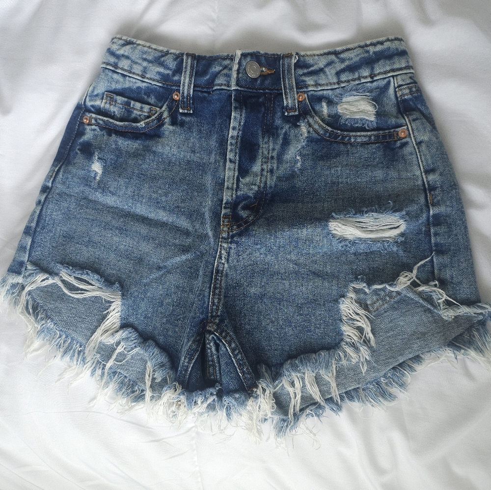 Wild Fable Highest Rise Distressed Denim Shorts Dark Wash